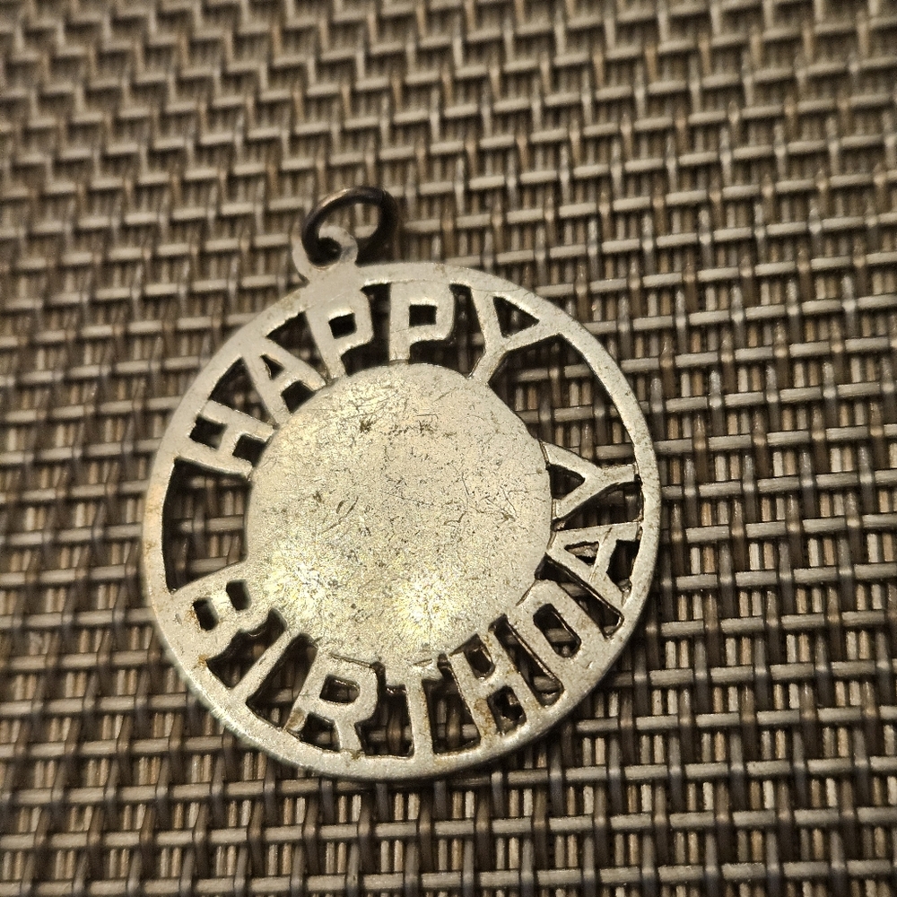 Vintage sterling silver happy birthday pendant charm - Picture 2 of 5